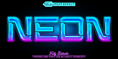 Shiny Neon Vector Editable Text Effect Template