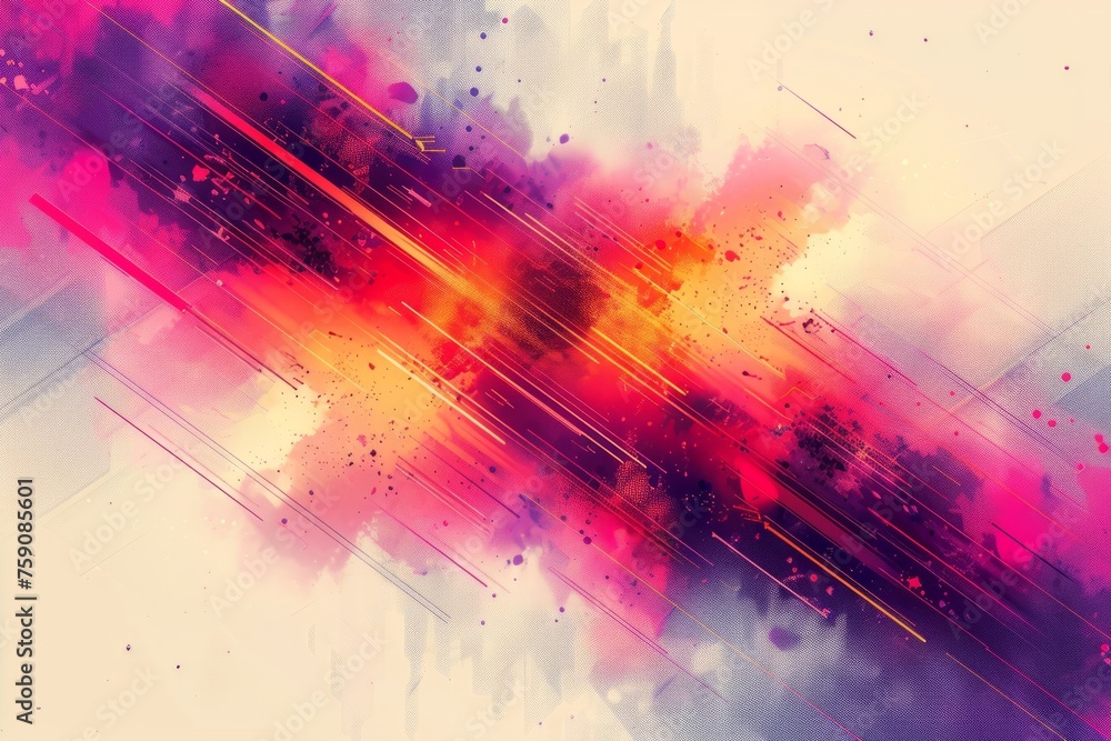 Poster vibrant red and orange abstract streaks capturing dynamic speed and motion