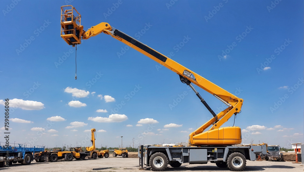 Wall mural articulated boom lift aerial platform lift telescopic