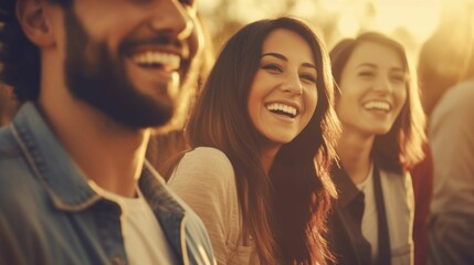 Obraz premium Friends Sharing Laughter and Joy at a Social Gathering. Generative ai