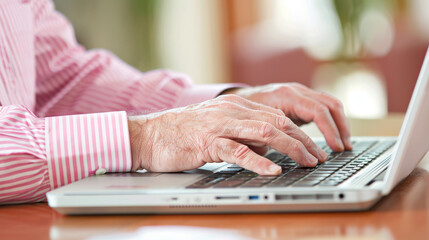 A person's hands typing on a laptop.