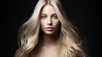 Fototapeta premium Elegant Blonde Woman with Luxurious Hair. Generative ai