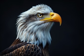 Obraz premium Majestic eagle: a captivating showcase of nature's prowess, bird , perched majestically, and embodying the spirit of freedom and untamed wilderness, a stunning visual ode to avian grace and power