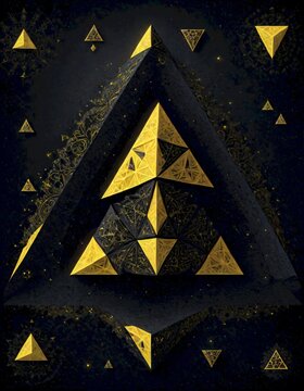 Golden Sierpinski Triangle, Fractal Display of Mathematical Beauty, Generative AI