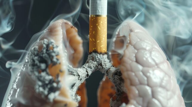 Illustration Depicting the Harmful Effects of Smoking on Human Lungs