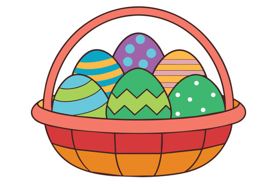 Isolated basket with easter eggs vector illustration