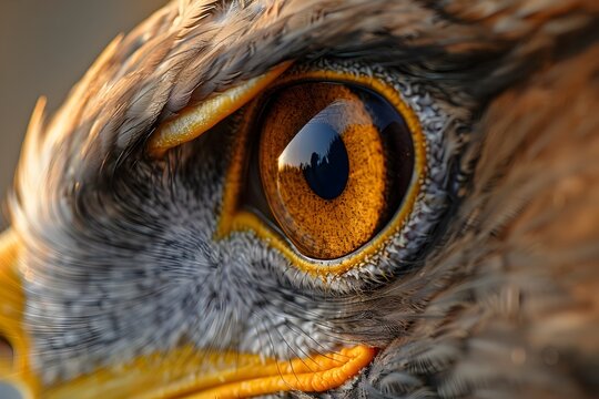 Close-up of a Hawks Eye in Hyperrealistic Detail