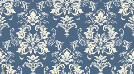 Obraz premium A floral damask pattern, often used for wedding invitations or as a vintage background. Damask patterns are characterized by their intricate, repeating motifs and are classic in home decor and fashion
