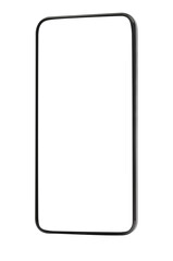 One modern smartphone with blank screen isolated on white