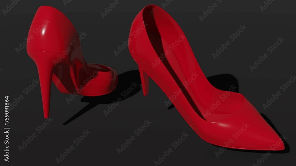 Poster red shiny high heel shoes. minimal modern seamless motion design. abstract loop animation