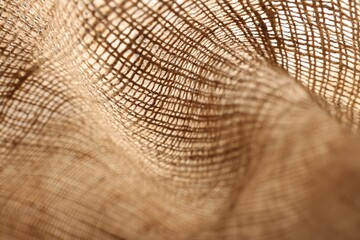 Texture of natural burlap fabric as background, closeup - obrazy, fototapety, plakaty