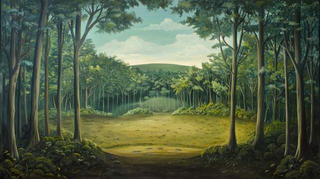 Tropical Summer Field Painting Landscape