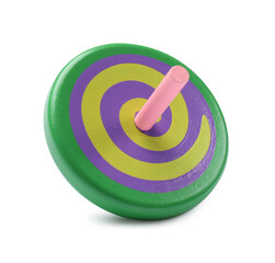 One bright spinning top isolated on white
