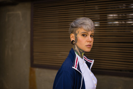 Portrait of Cool Young  Woman Outdoors