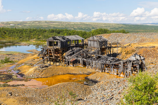 Abandoned industrial area. Old iron mine Christian Sextus near R&oslash;ros in Norway. Famous tourist attraction.