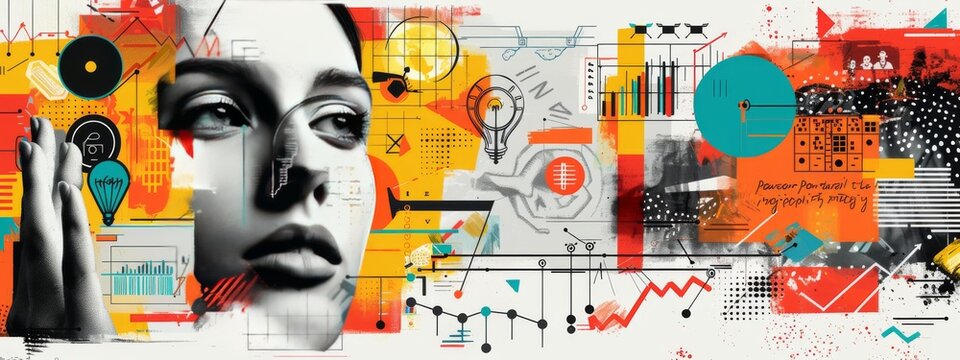 Design art concept abstract contemporary modern background business graphic idea. Work concept art design retro office poster icon hand team success digital ad artwork visual technology research job.