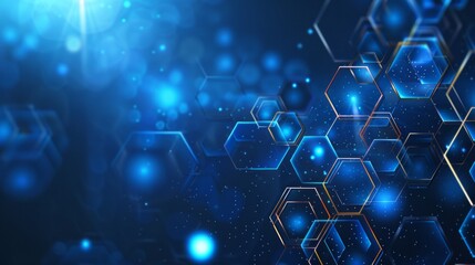 Blue hexagonal background with abstract technology and connectivity theme