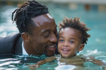 African American pastor baptize a little kid. - obrazy, fototapety, plakaty