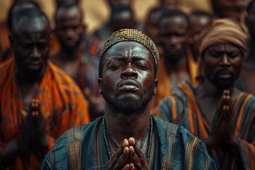 Black man praying God.