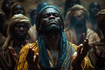 Black man praying God.