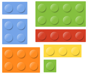 Set of blocks building toy colored brick. Toy bricks. Vector illustration. Eps 10.