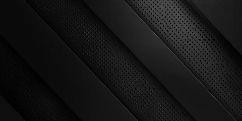 Fotobehang Black background with dots and lines in the form of carbon fiber, abstract modern design template for banner or poster Generative AI © SKIMP Art