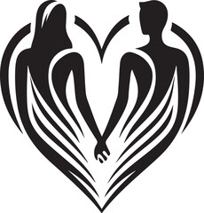 Holding Hands Heart Shape Silhouette Style 