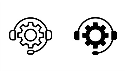 Support service with headphones. Customer Support Icon set on white background