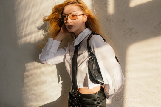 Fashionable young model in studio 