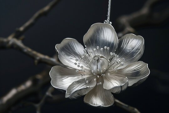 Beautiful silver flower jewelry.
