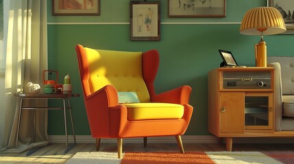 a short story that revolves around the discovery of a hidden compartment within the colorful armchair in the retro living room. 