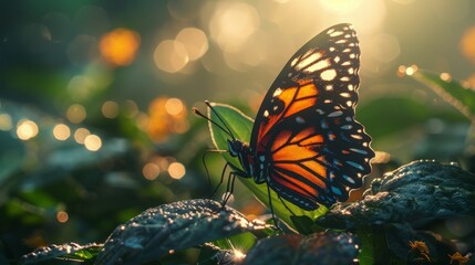 Fototapeta na wymiar Butterfly Resting on Flower Petal
