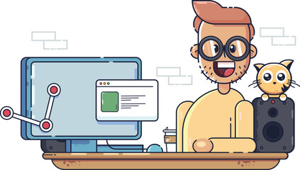 man working on computer