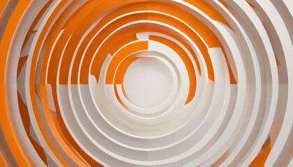 abstract white and orange color background with circle shape pattern 3d illustration