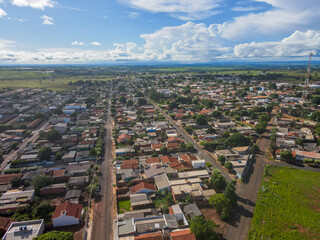 Aerial landscape during summer in city of Tangara da Serra in Mato Grosso