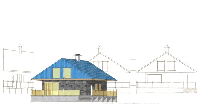 architecture house plan 3d illustration	
