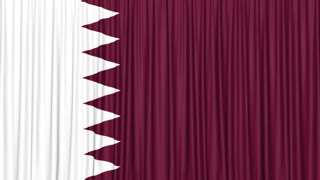 QATAR Curtain Flag Animation with Alpha Matte, Loop
