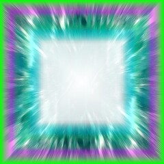 Abstract background with rays, green neon color and frame with pink color - graphic with effect of space and motion. Topics: card, abstraction, pattern, image, environment, colors, art computer