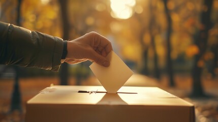 a person putting a piece of paper in a box