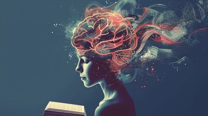 A woman is reading a book - obrazy, fototapety, plakaty