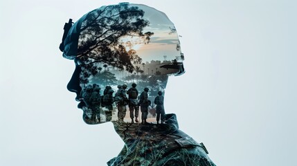 Silhouette of a Soldier Reflecting on War's Impact of PTSD