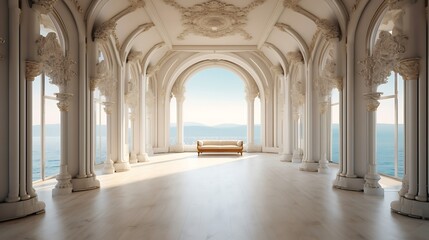Fototapeta na wymiar an AI-generated image showcasing a symmetrical arrangement of an opulent room 