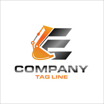Letter E excavator logo