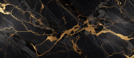 Luxurious Seamless Black Gold Marble Texture Background with High Resolution