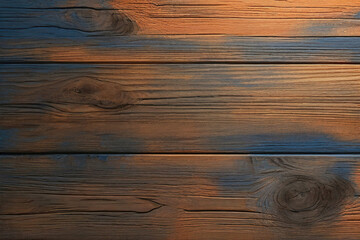 Fototapeta premium orange and blue and brown wood wall wooden plank board texture background with grains and structures and a dirty look