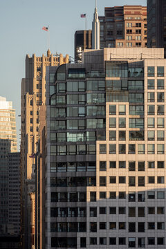 Various office buildings in downtown San Francisco at sunset