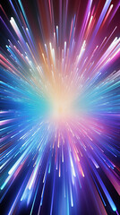 Vibrant light explosion with colorful streaks on dark background