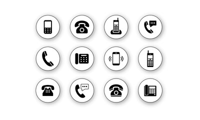 Ringing phone simple icon, Telephone call sign, phone icons collection, Contact us. Chat bubble icon. Cell phone pictogram. Vector illustration,