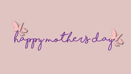 Happy Mother's Day typography with 3d butterflies banner or poster design