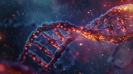 A striking portrayal of gene expression at the molecular level, with RNA polymerase enzymes transcribing genetic information into messenger RNA. 8K - obrazy, fototapety, plakaty